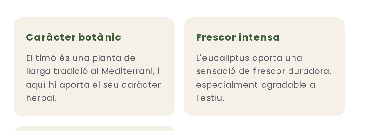 Blocs de beneficis: combatre bacteris, frescor intensa i aroma herbal