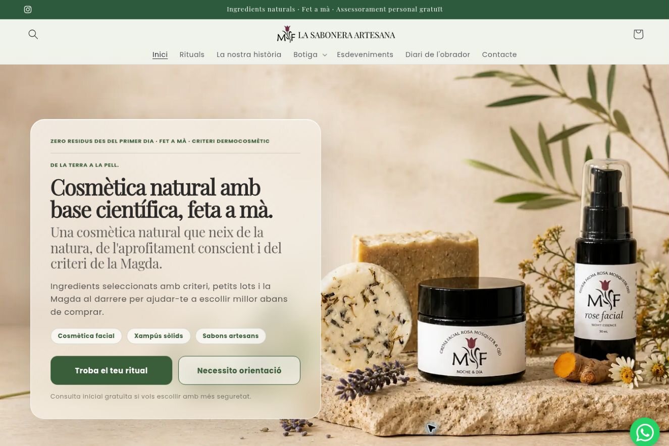 Pàgina principal de la botiga online La Sabonera Artesana